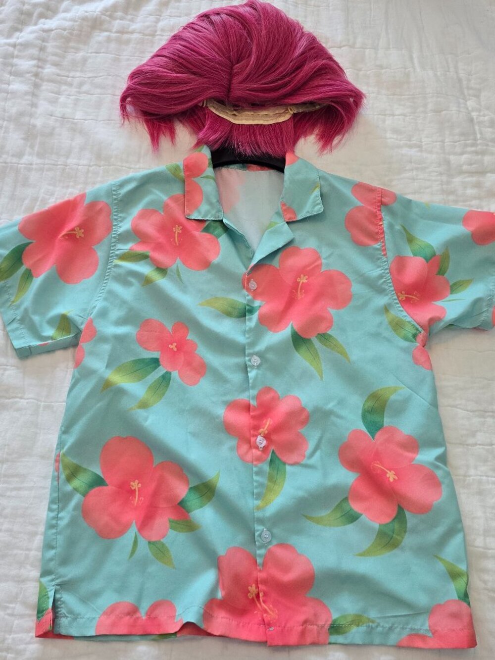 Size 10-12 Kpop Demon Hunters/ Saja boys Abby Costume Floral Shirt with Wig